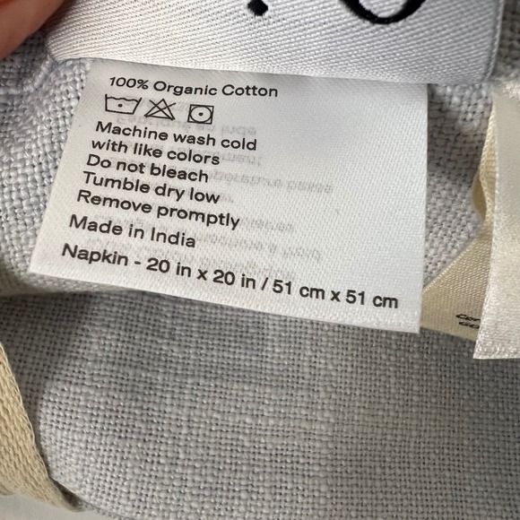 Quince 100% Organic Cotton Woven Napkins Set Of 4 20 x 20" Pale Blue NIP - Picture 4 of 5